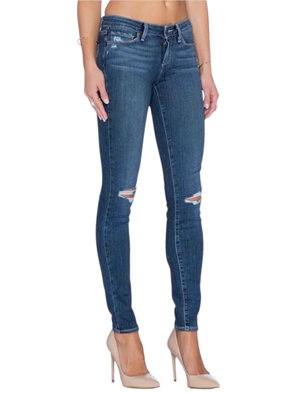 Paige Verdugo Mid Rise Ultra Skinny Transcend Jeans - Quinn Destructed